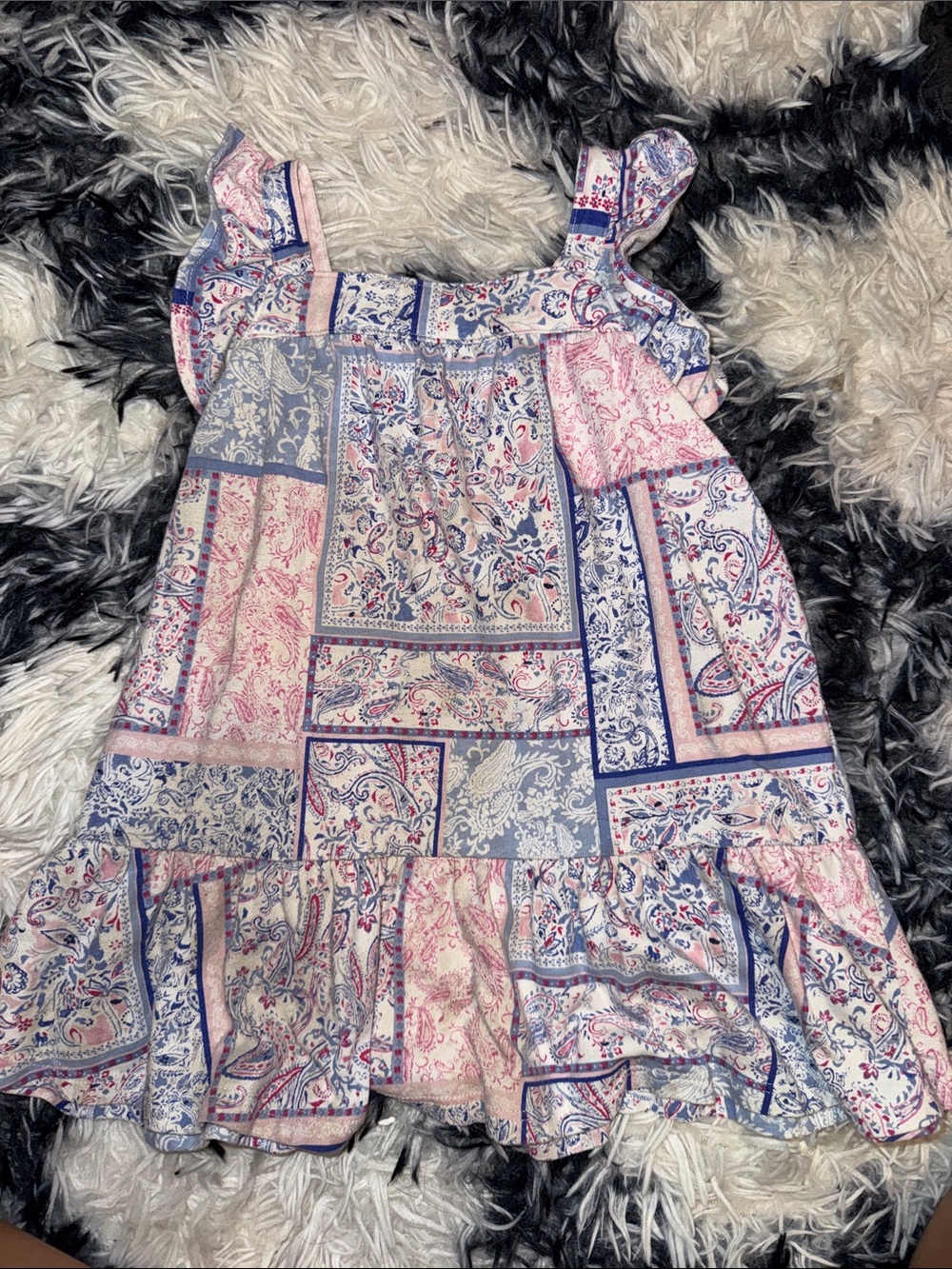 The Children's Place Pink and Blue Patchwork Paisley Dress